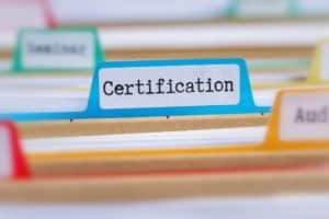 folder labeled certification