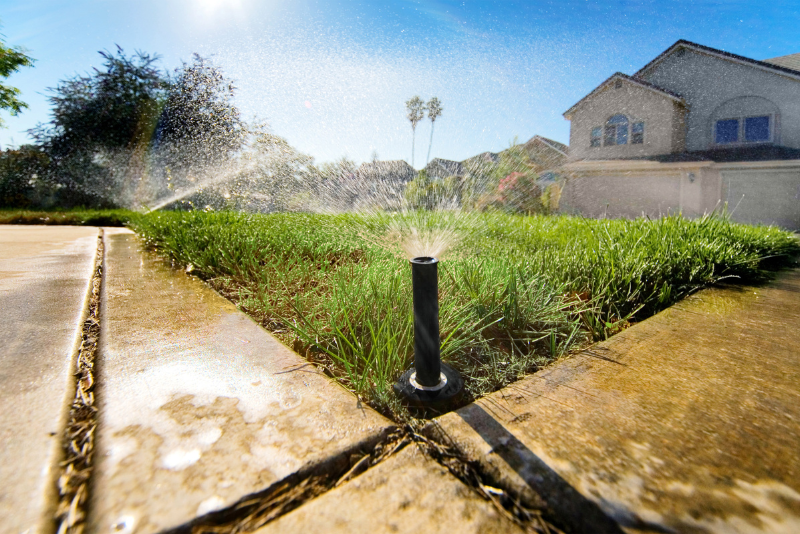 lawn with a sprinkler