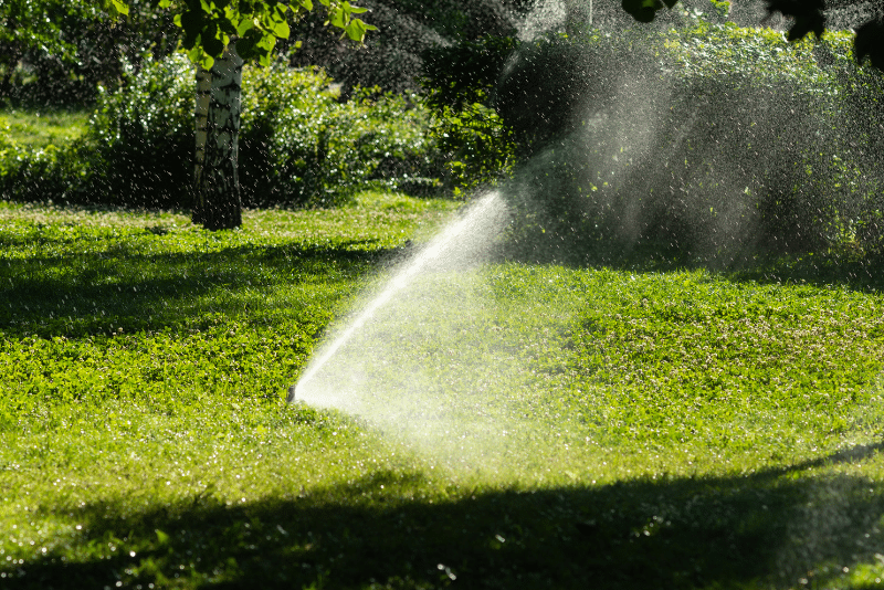 sprinkler system running