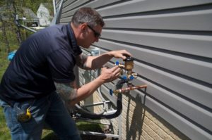 Irrigation shut off valve requirements for a residential sprinkler system with backflow preventer